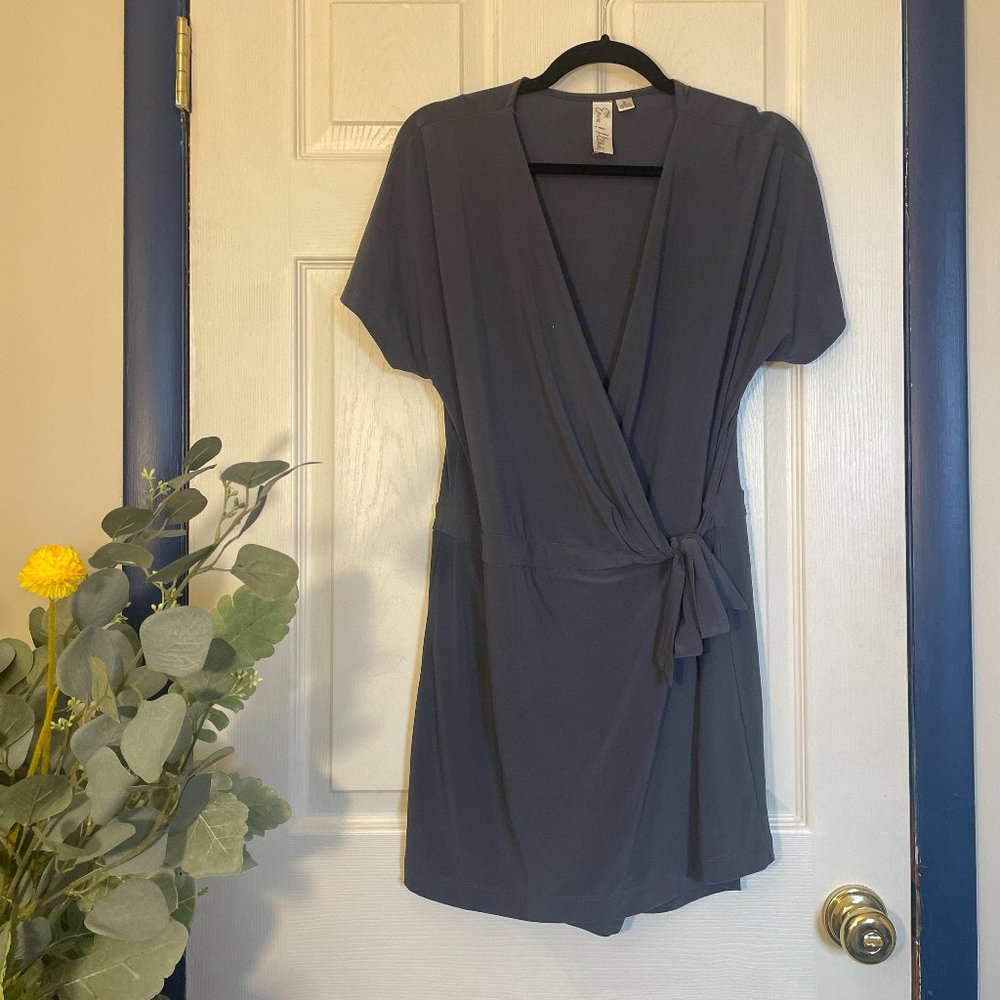 Emma & Michele Romper | Faux Wrap Dress Style | Gray | Small